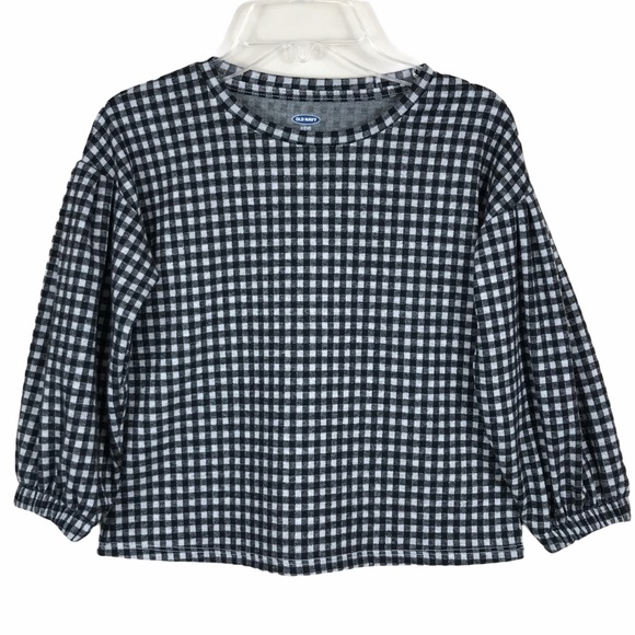 Old Navy Girls Check Puff Sleeve Top - Picture 1 of 9